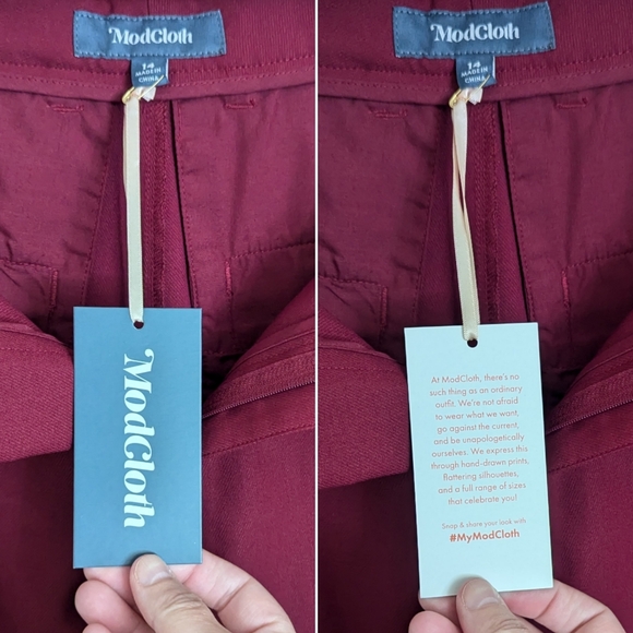 Women's Modcloth Savannah wide leg trousers, size 14, raspberry red - Picture 4 of 15